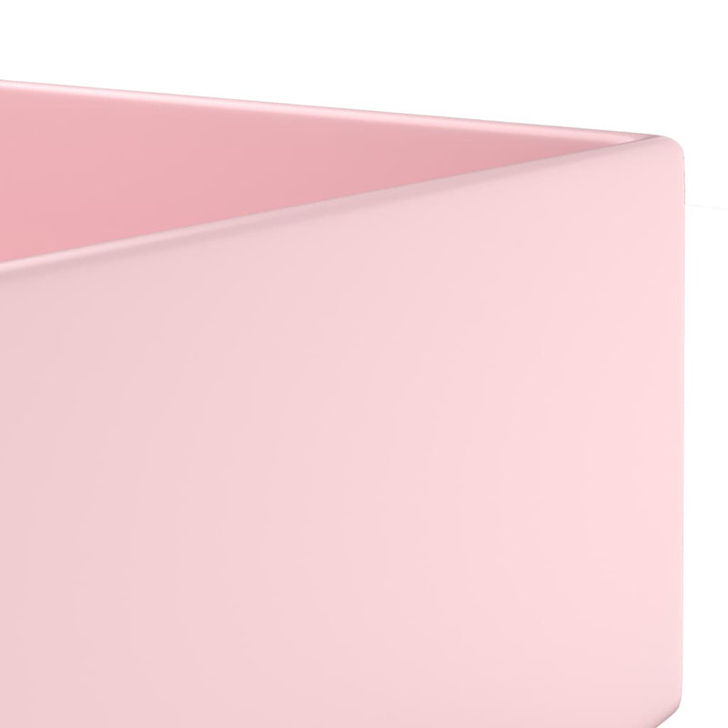 Belfry Bathroom Kettering 480mm L x 250mm W Ceramic Rectangular Sink with Overflow, Pink
