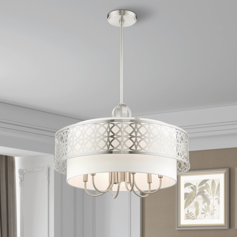 Lustre tambour 7 lumières Eraman, Nickel brossé