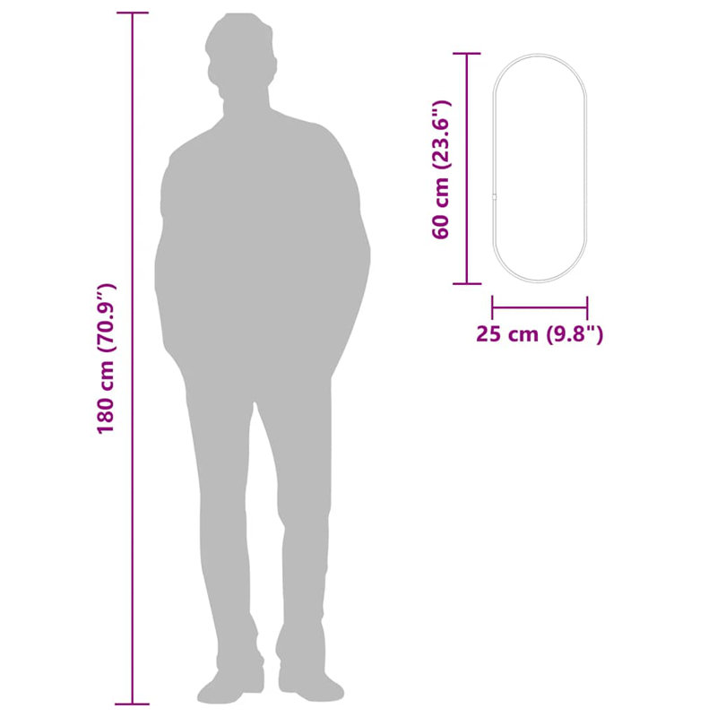 Kluk Wall Mirror, 25cm x 60cm, Silver