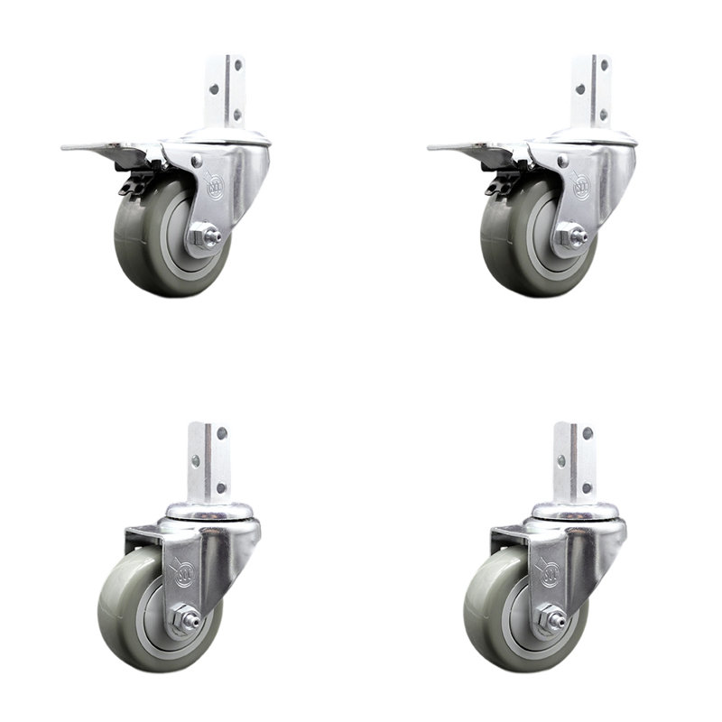 Square Stem Caster, Gray