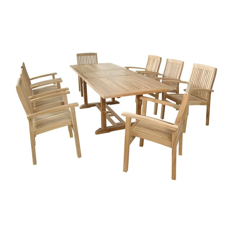 Bahama Outdoor 9 - Piece Teak Dining Set, 29"H x 35"W x 150"D