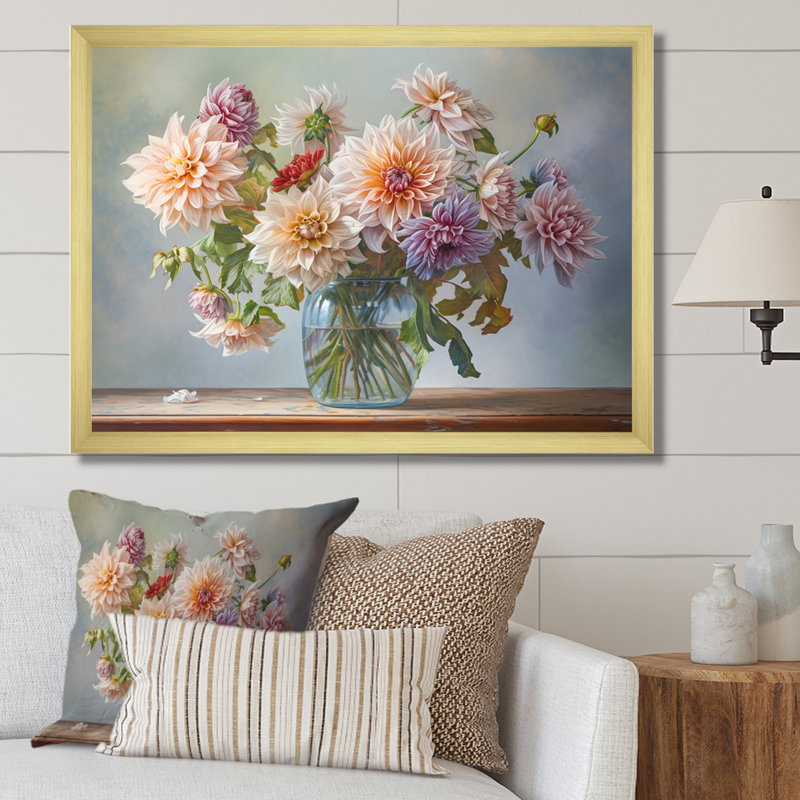 Doux couleur douce nature morte - impression, Cadre doré simple, H 12 po x l 20 po x P 1 po