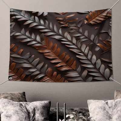 Metallic Palm Leaves Wall Tapestry - Palm Leaves Wall Decor