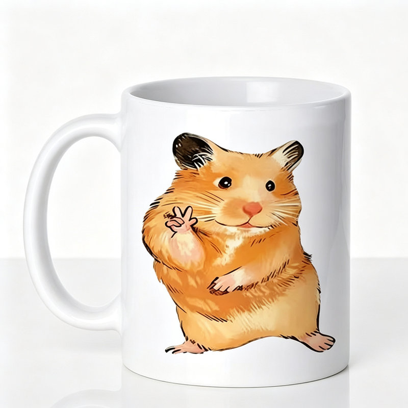 1pc Novelty Hamster Holding Heart Mug Coffee Cup Juice Cup Fun Gift.
