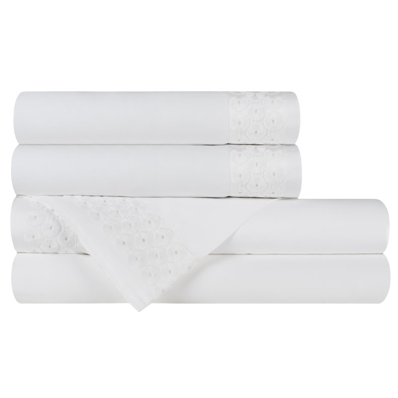 Angele Pillow Case, Queen Sheet Set, White
