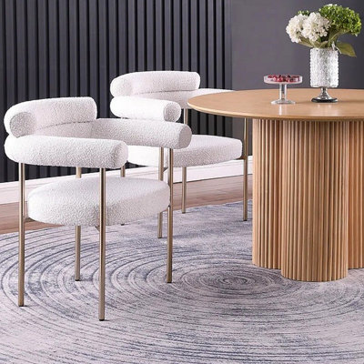 Ensemble de 2 chaises de salle à manger en tissu Boucle