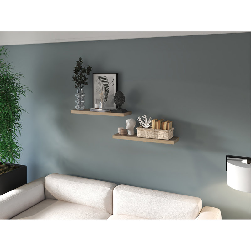Floating Shelf Dallas, Living Room, Light Pine, Light Beige