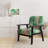 Green and Gold Rhythmic Waters III - Upholstered Contemporary Arm Chair, Geometric Abstract Accent Chair