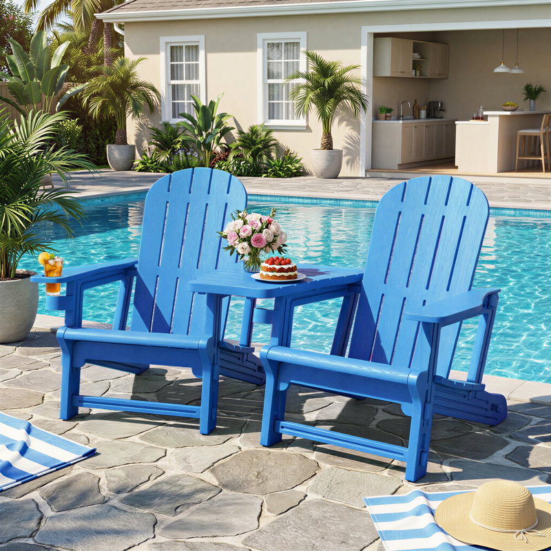 2-Person Outdoor Adirondack Chair, Blue