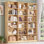Natural H 71,6 "| Bibliothèque triple à 6 niveaux avec tablettes ouvertes Grande bibliothèque pour le salon Bureau à domicile Bibliothèque 2PCS