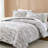 Cascade Wave Cotton Comforter Set Gray/White 3 Piece Set King-116501395-116501397