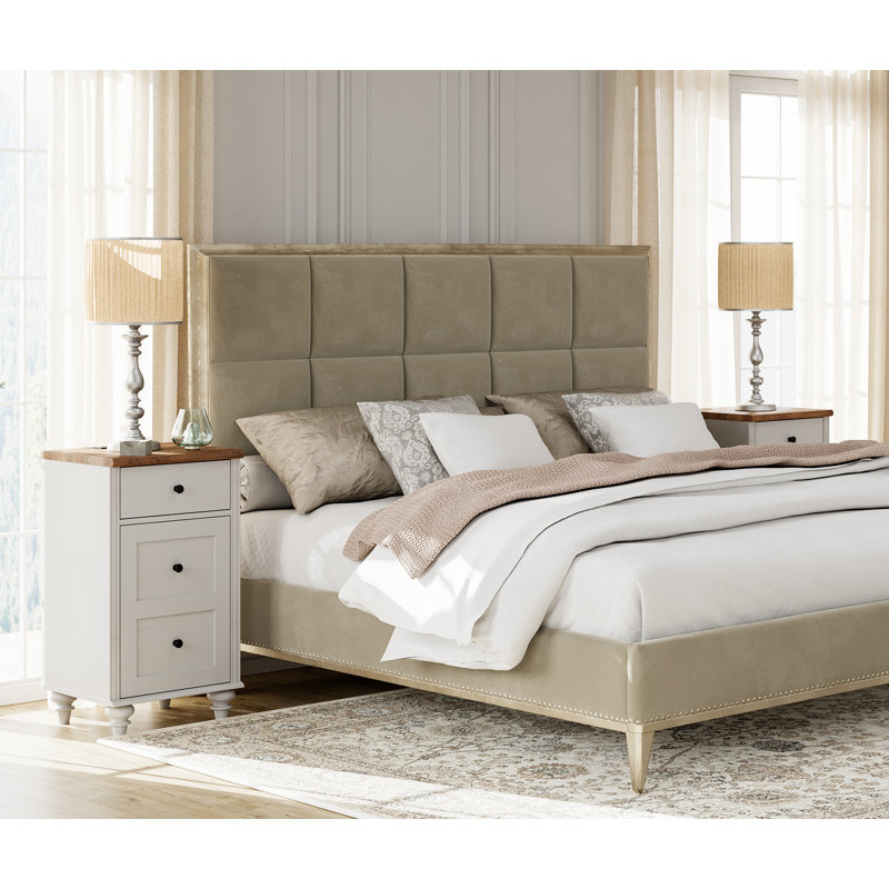 Ensemble de table de bout avec plateau et rangement intégré Scarlett, Brun / Blanc
