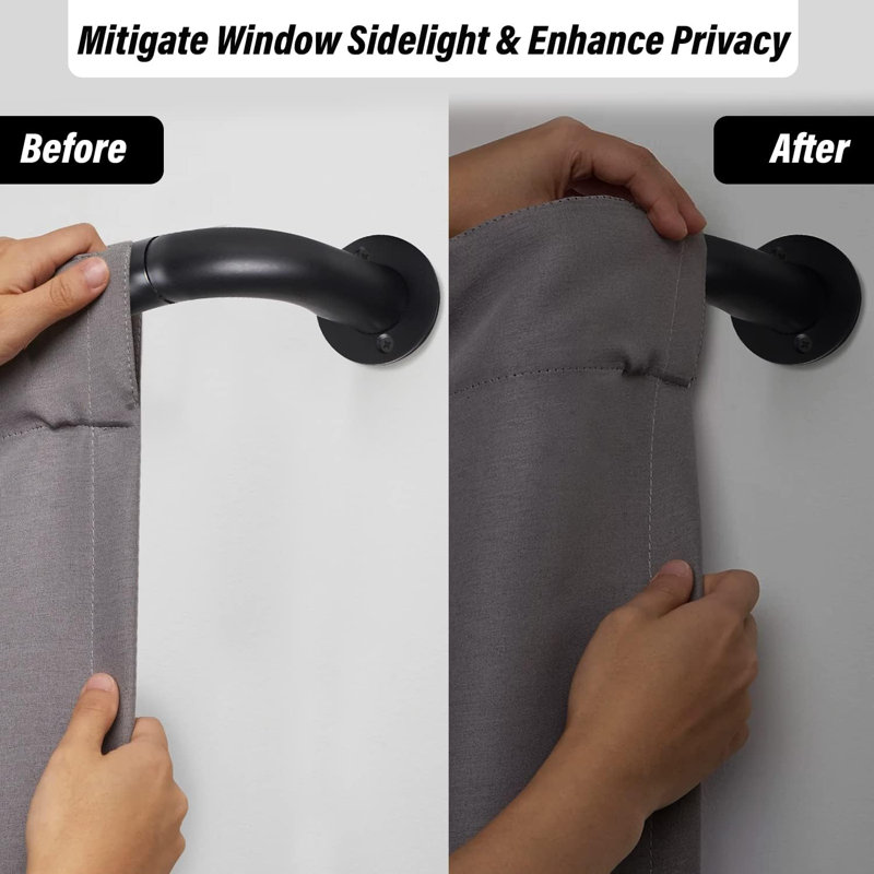 160cm Straight Tension Shower Curtain Rod & Hook Set, Matte Black