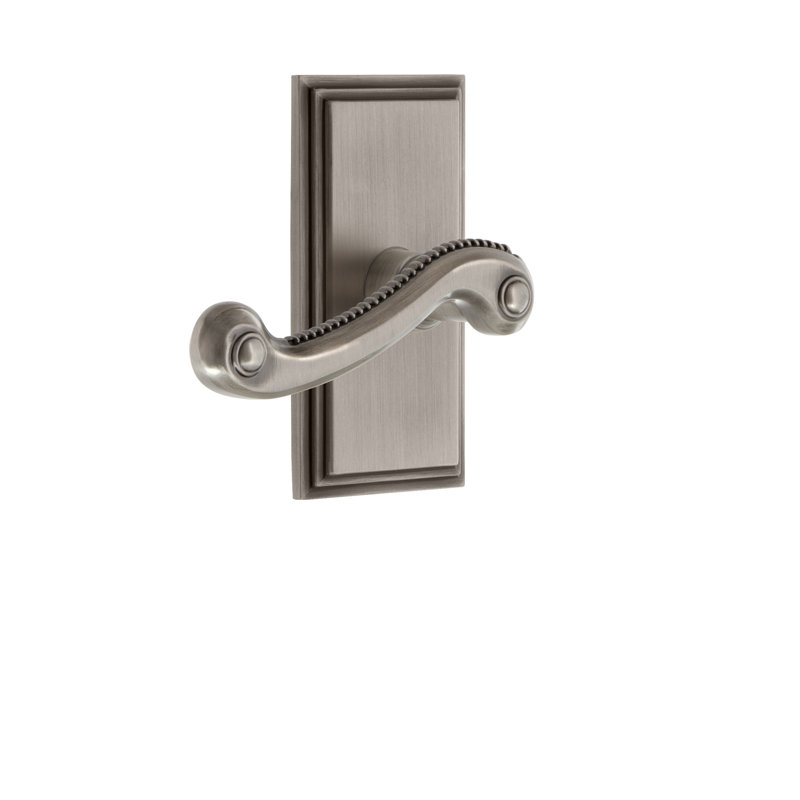 Grandeur Carré Plate Privacy with Newport Lever, Left Handed, 2 3/4", Antique Pewter