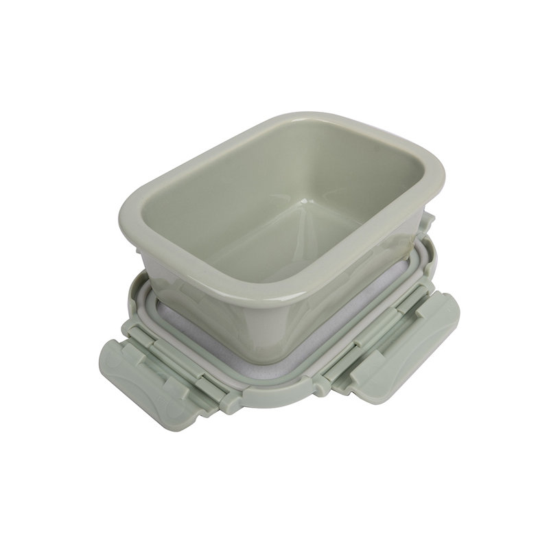 15 oz. Contenant alimentaire en céramique Brixton avec couvercle en verre, Vert sauge