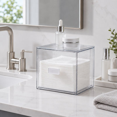 Clear Facial Towel Holder, Stackable Storage Drawer