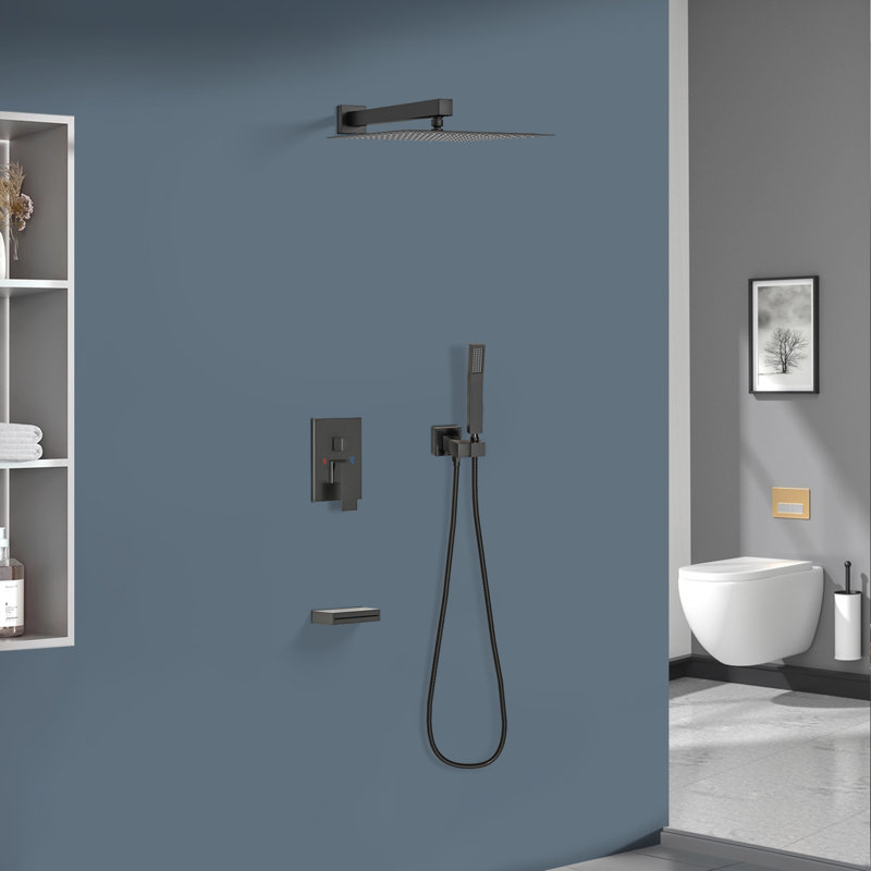 Système de douche carré mural 12 pouces avec valve brute Topcraft