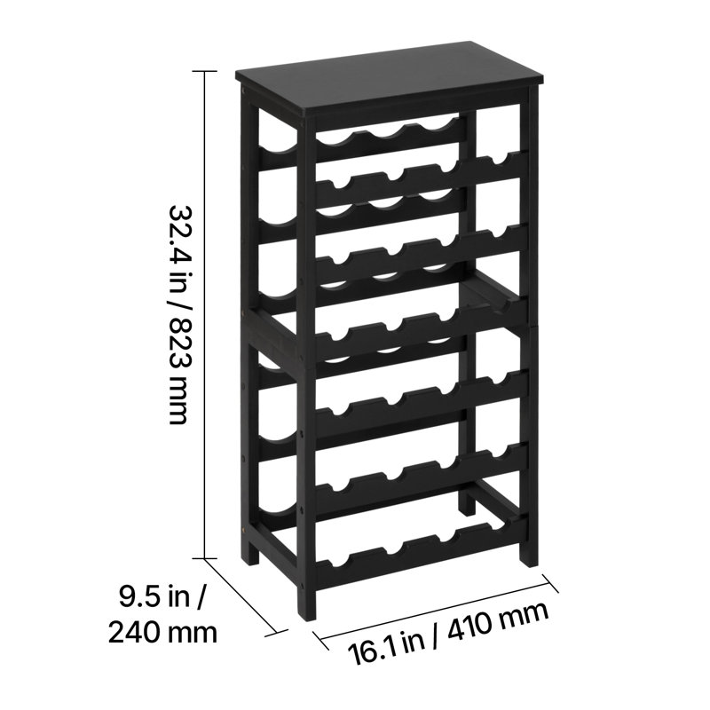 Support à vin amovible en bambou pour 24 bouteilles - Rangement autoportant à 6 niveaux avec plateau de table, noir