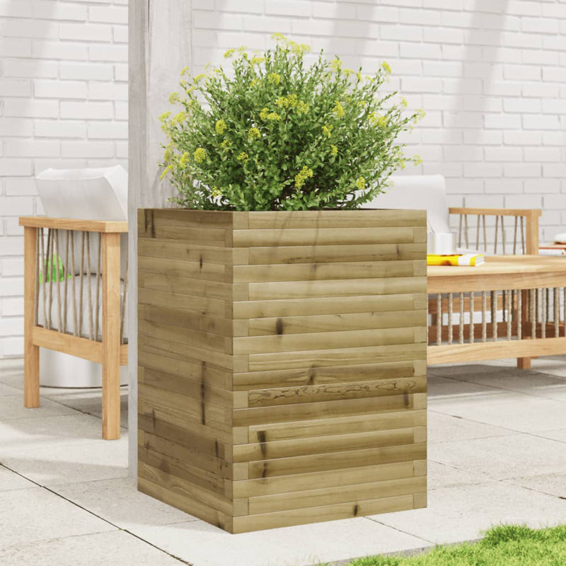 Helenville Outdoor Planter, 68.5cm H x 50cm W x 50cm D, White