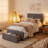 Lashawnda Modern Style Fabric Upholstered Bed Twin Size Platform Bed With Storage Drawer-864889236
