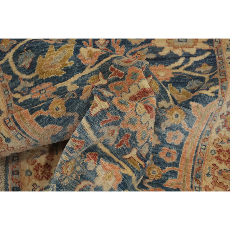 Tapis de couloir bleu teint à la main Ziegler