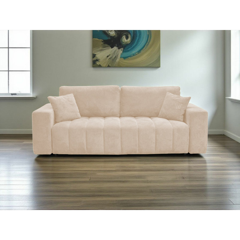 3 Seater Sleeper Sofa with Storage, Cream