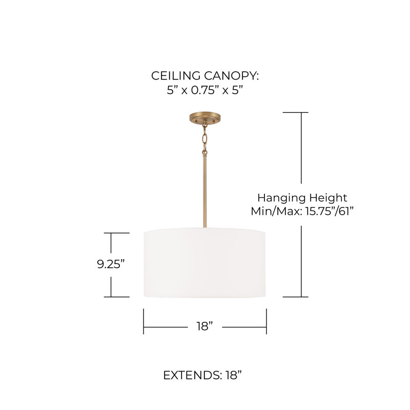 Luminaire suspendu tambour 3 lumières Alan, Laiton vieilli