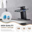 Robinet de lavabo de salle de bain à DEL, robinet de meuble-lavabo monotrou noir mat