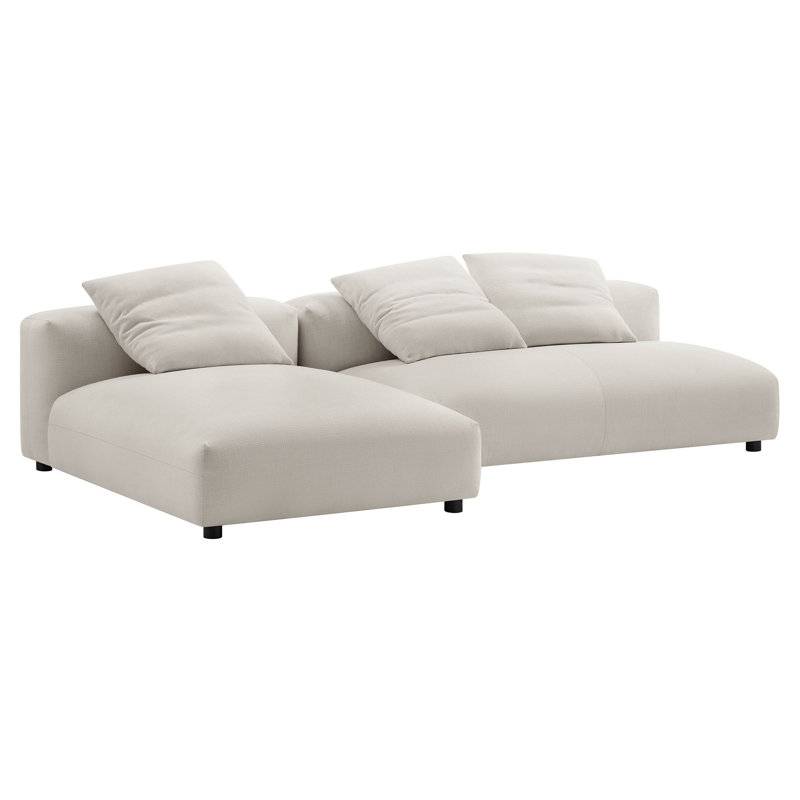 Canapé modulaire rembourré 2 pièces avec méridienne Solace, Tissu de sel