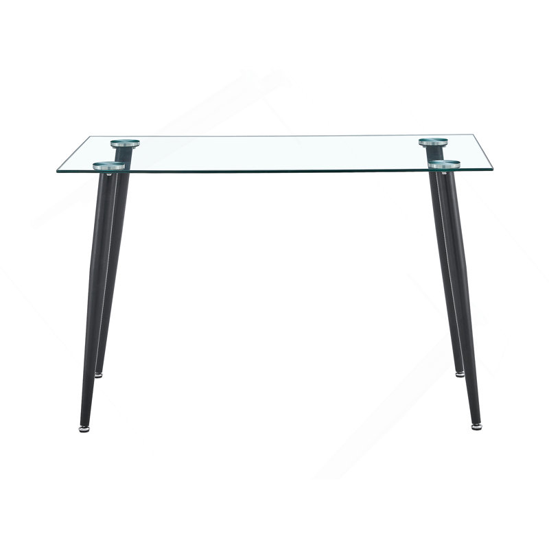 Bartlesville Metal Base Dining Table, Silver, 30.11"H x 47.24"L x 27.55"W
