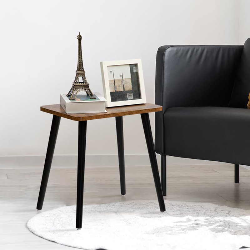 Verdad End Table, Rustic Brown Top/Black Base