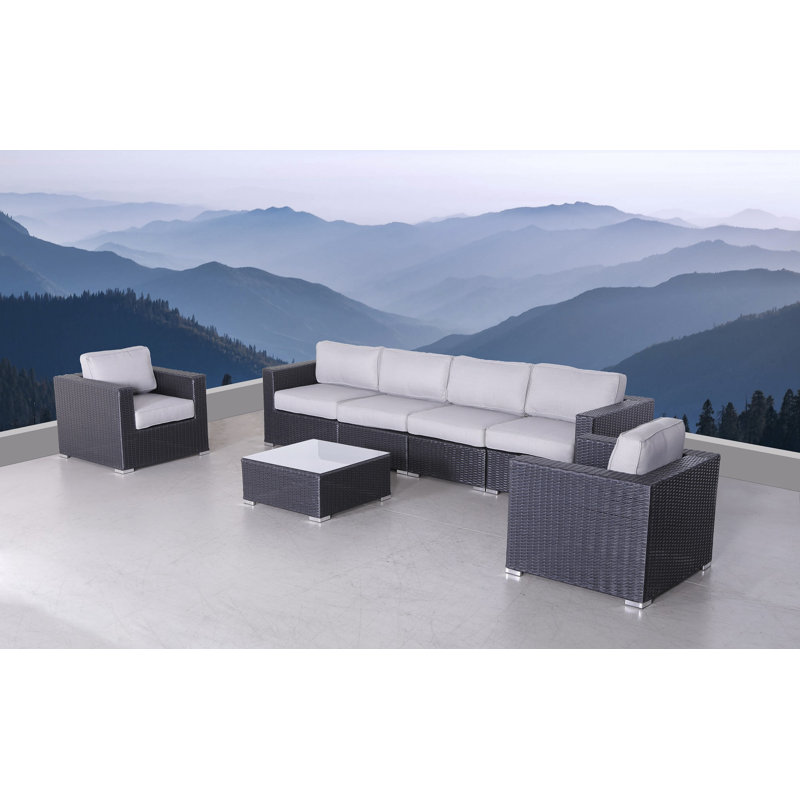 Demarest Wicker Fully Assembled 6 - Person Seating Group with Cushions