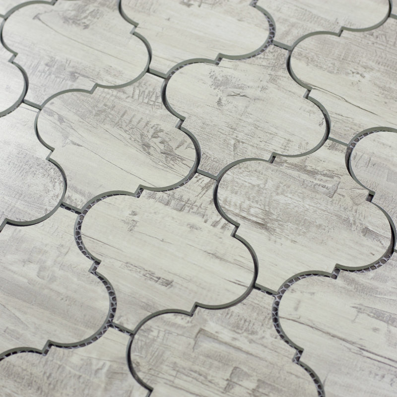 Nature 5.625 in. x 5.625 in. Glass Big Lantern Arabesque Mosaic Decorative Kitchen & Bathroom Wall Tile, Birchwood Gray/Tan
