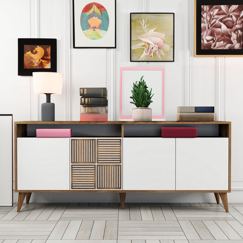 Console 70,9 po Lusio, Noyer / Blanc