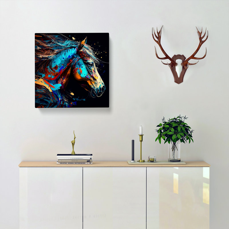 Horse Abstract Expressionism No.1 - No Frame Print, 50cm H x 50cm W x 3cm D