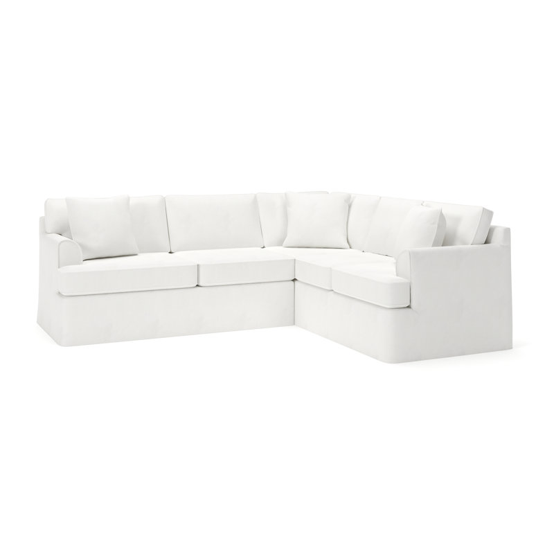 Canapé modulaire 2 pièces Conradina, Orienté à droite, Blanc sergé décoloré classique