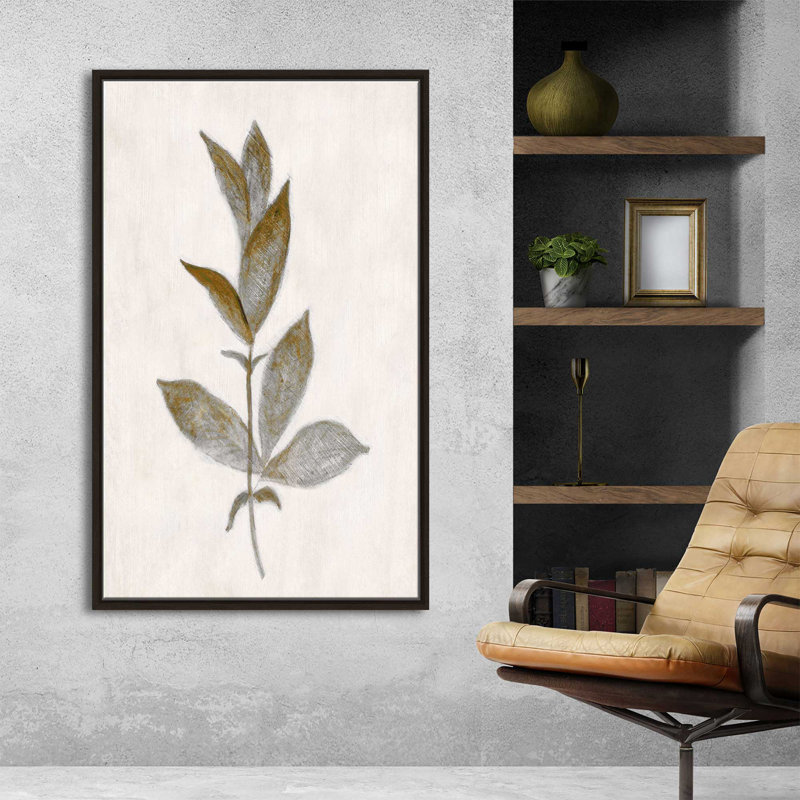 " Bronze Leaf II " by Tava Studios Painting Print, 27.5" W x 43.5" H, Brown Framed