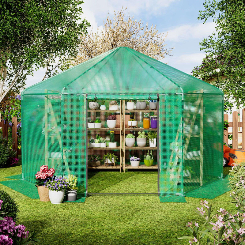 Heavy-duty Hexagonal Green House, 8.8" H x 13.4" W x 13.4" D