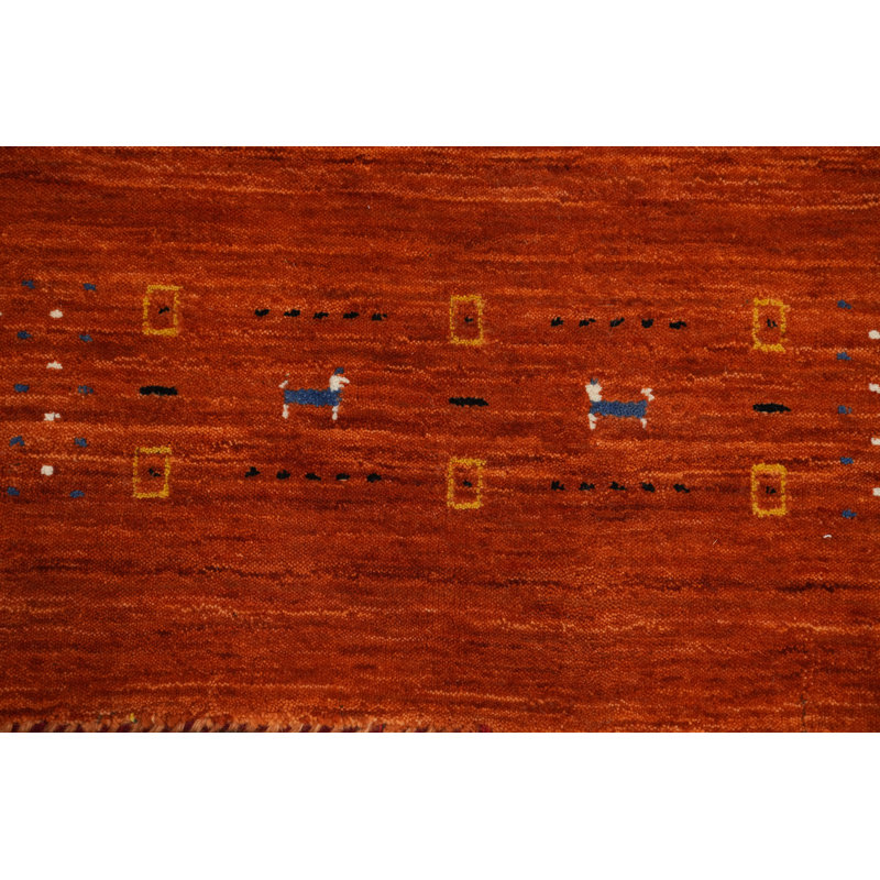 Square Orange Gabbeh Style Area Rug 6x6
