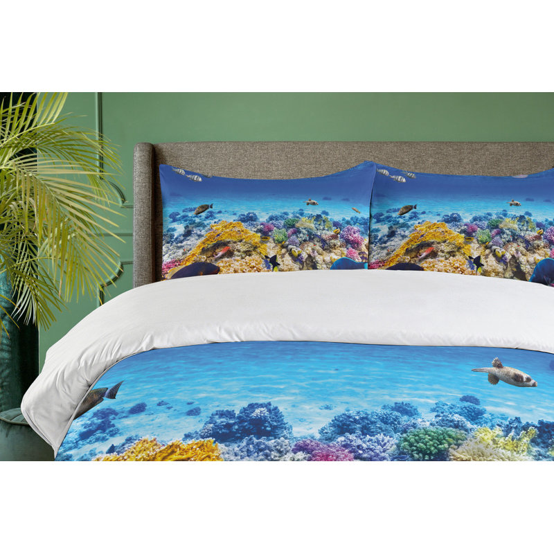 Twin Blue Ocean Scene Kids' Duvet Cover Set