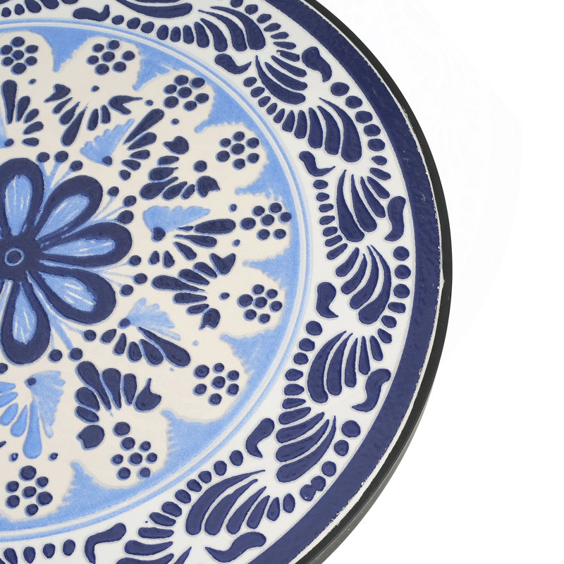 Table d'appoint de patio, bleu et noir