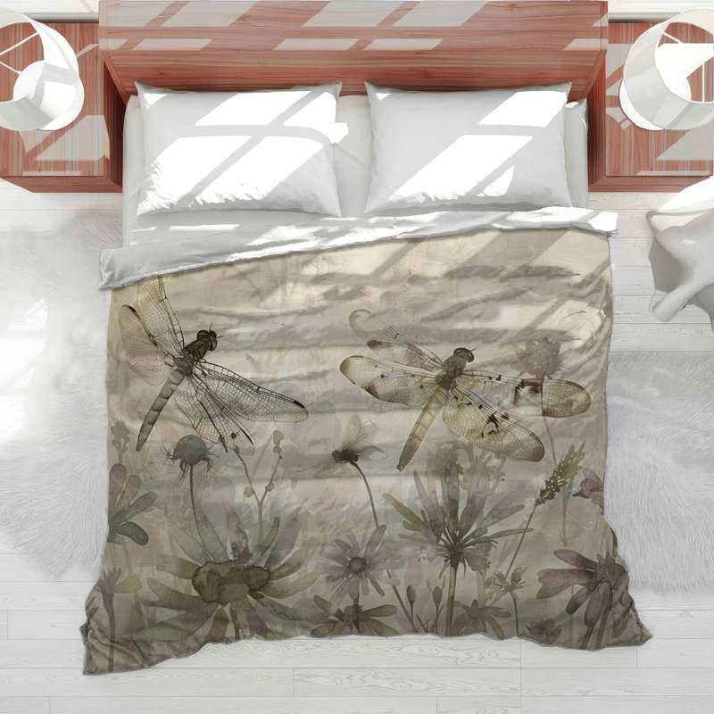 Dragonflies Nature Cotton Blend Comforter, King Comforter