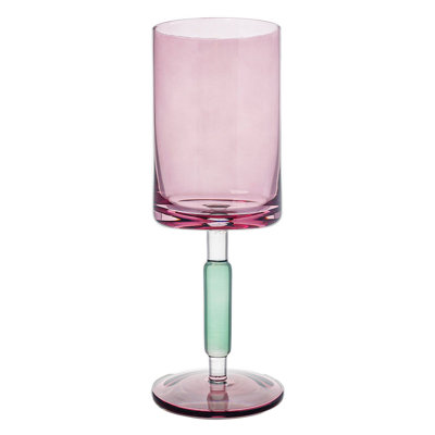 Purple & Green Stem Wine Glasses 6pk