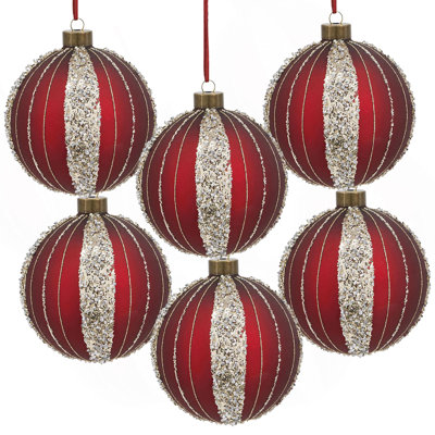 D3,9 po, boules de Noël décoratives, boules de Noël suspendues en verre pour décorations de fêtes, lot de 6