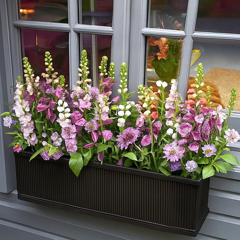 Fibreglass Planter Box, 17cm H x 60cm W x 17cm D, Faux Lead