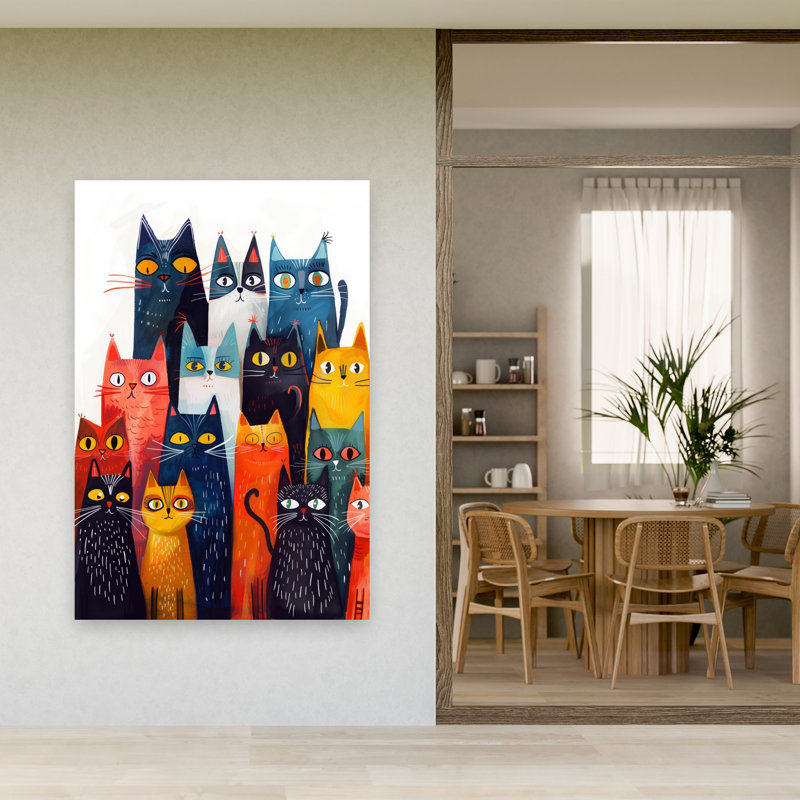 «Colorful Cat Collection», art mural moderne et coloré, H 60 po x l 40 po