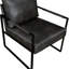 Fauteuil d'appoint de bureau confortable avec similicuir gris foncé et structure en métal noir moderne-525730616