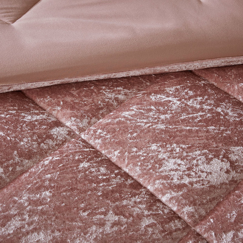 Très grand / très grand lit en velours rosé, envers en microfibre, avec édredon 4 coussins, diamant, coussin vapeur