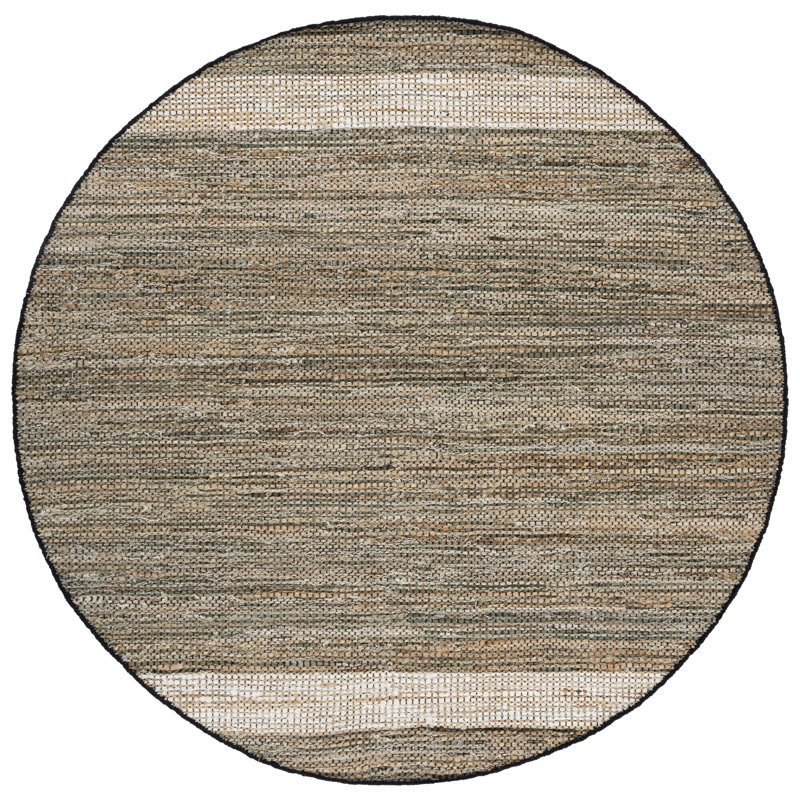 Cape Cod 153 Hand Woven Denim/Jute/Cotton Rug in Green/Beige, Rectangle 5' x 8'