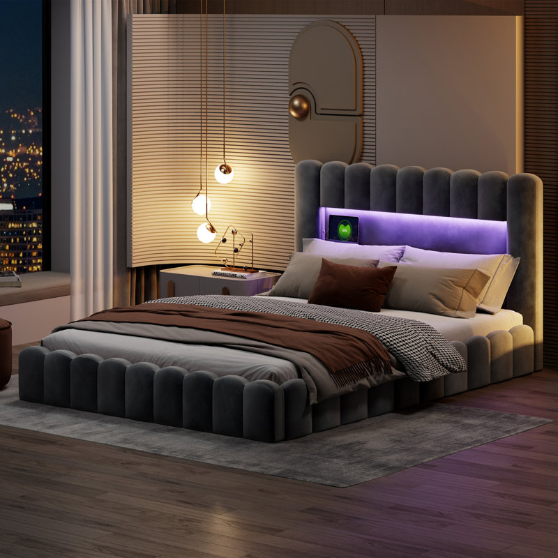 Ottoman Storage Bed, Light Grey, Super King (6')
